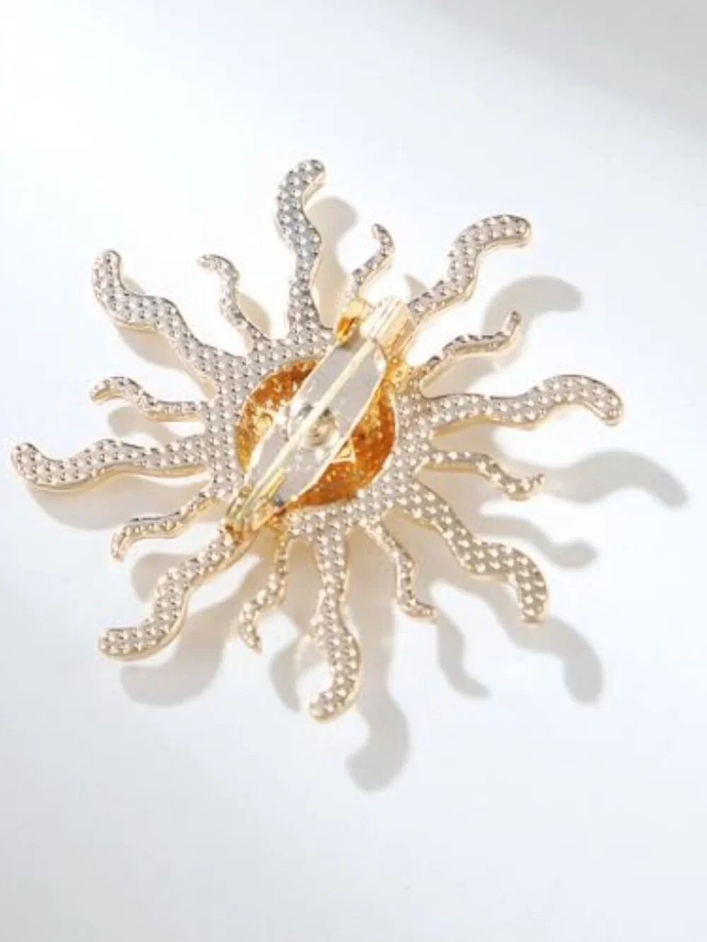 New - Gold-Tone Sun‎ Brooch Pin for Women Men Fashion Sunflower Collar Costume